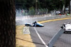 Gerard Besson's pretty Alpine M63B didn't make it to the finish either - shedding a wheel at the exit of the Esses.