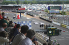 The two hot favourite Audi UK Team Veloqx R8s, 88 and 8 lead the way at the start of the 2004 24 Heures du Mans.  