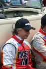 Seen relaxing here before the parade, this was the first time since 2000 that he hadn't driven a Dome at Le Mans