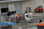 The sad sight of the 009 Aston Martin being brought back to the dead car park.  What a disaster!!